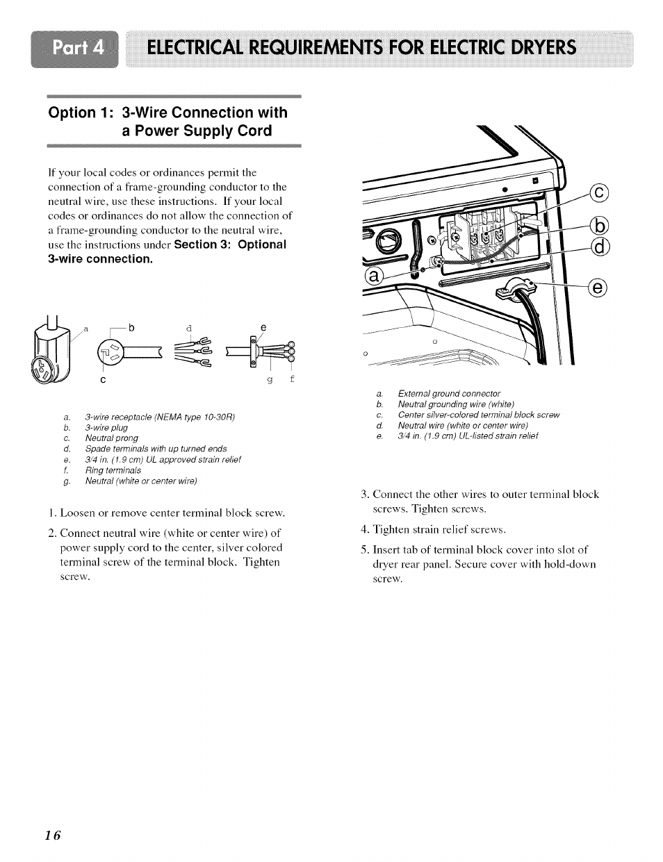 Élégtrigal requirements for elegtrig dryers | LG ELECTRIC AND GAS DRYER D 5988W User Manual | Page 16 / 32
