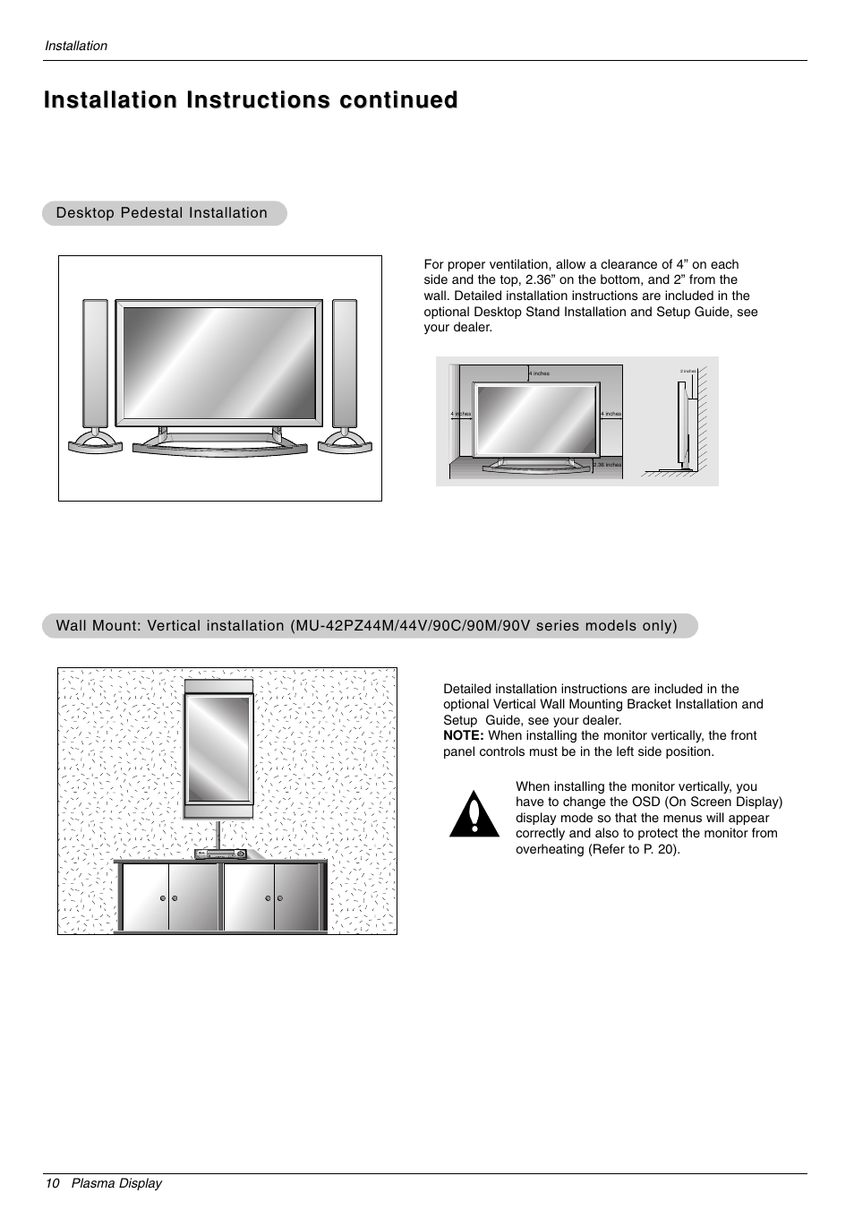 Installation instructions continued | LG 44VK MU-42 User Manual | Page 10 / 39