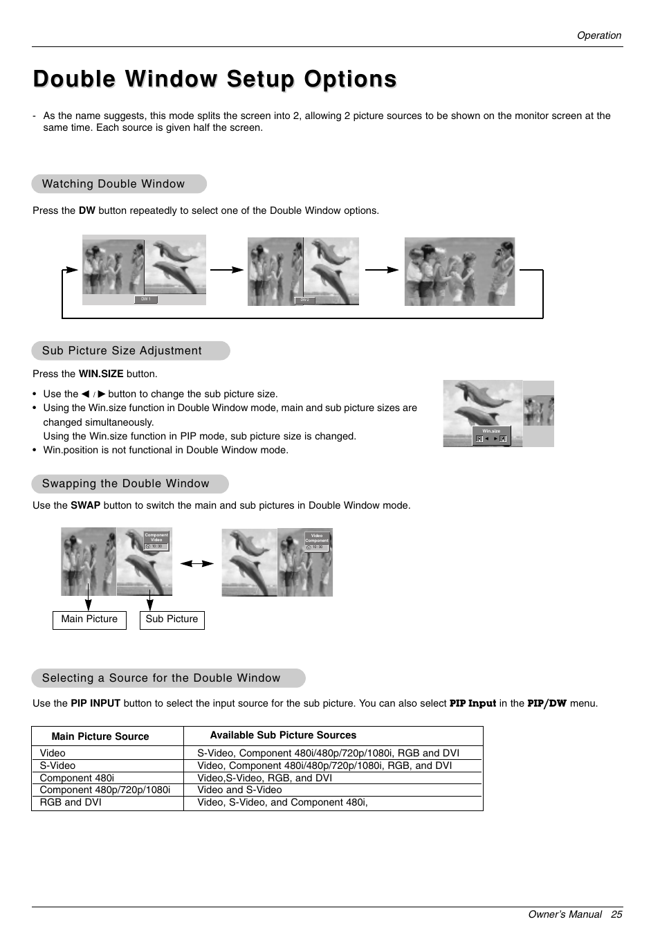 Double w, Double w indow setup options indow setup options | LG 44VK MU-42 User Manual | Page 25 / 39