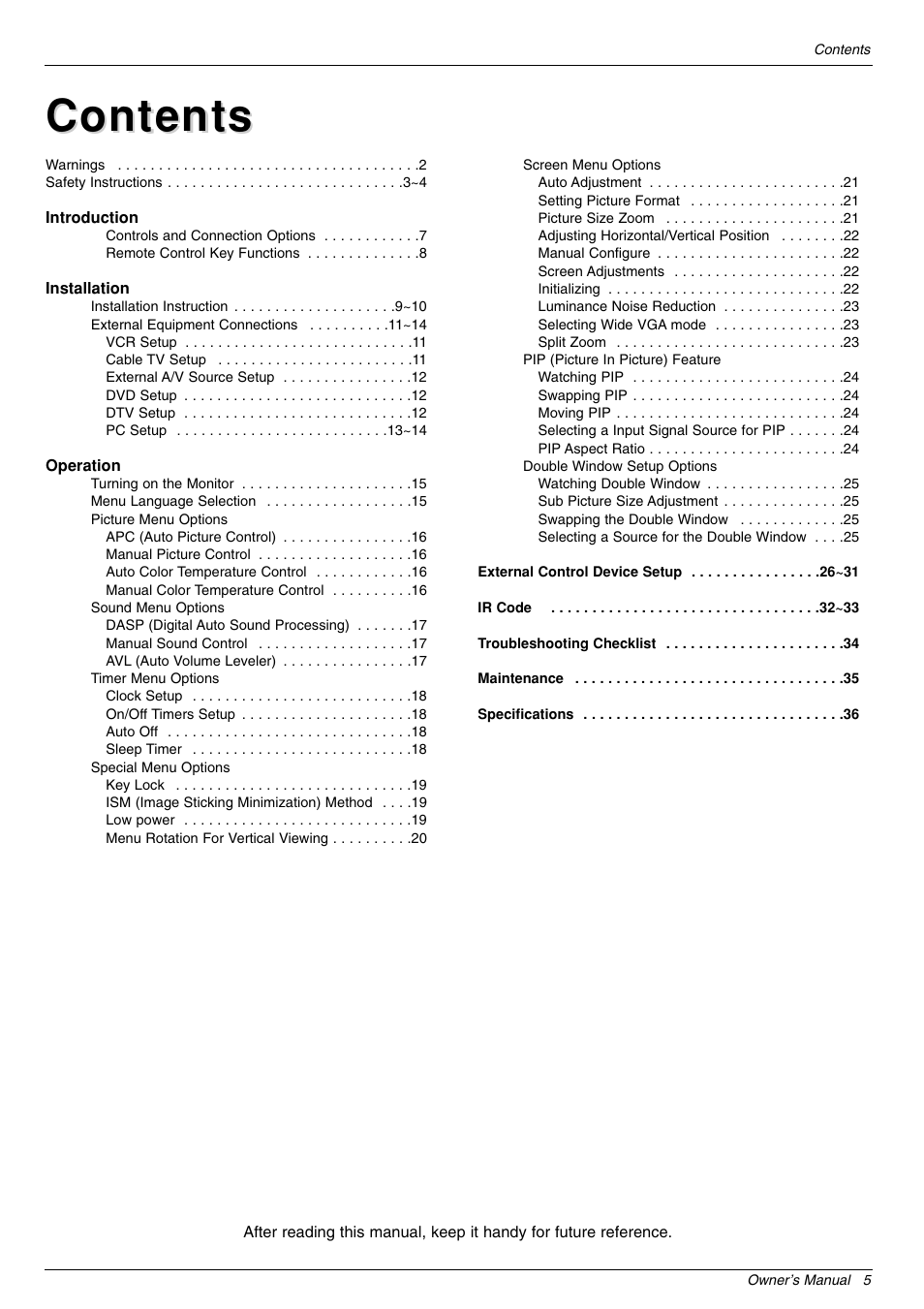 LG 44VK MU-42 User Manual | Page 5 / 39