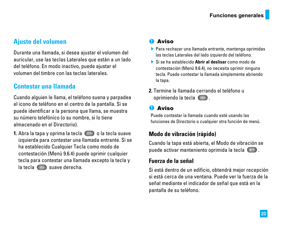 Ajuste del volumen, Contestar una llamada | LG CU500 User Manual | Page 129 / 218