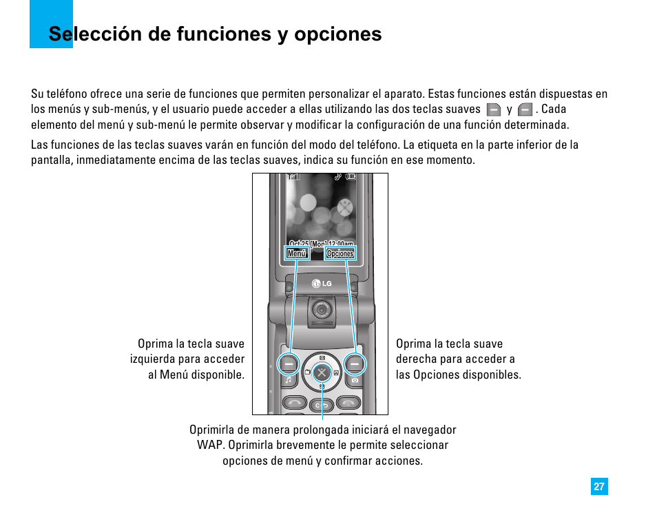 Selección de funciones y opciones | LG CU500 User Manual | Page 133 / 218