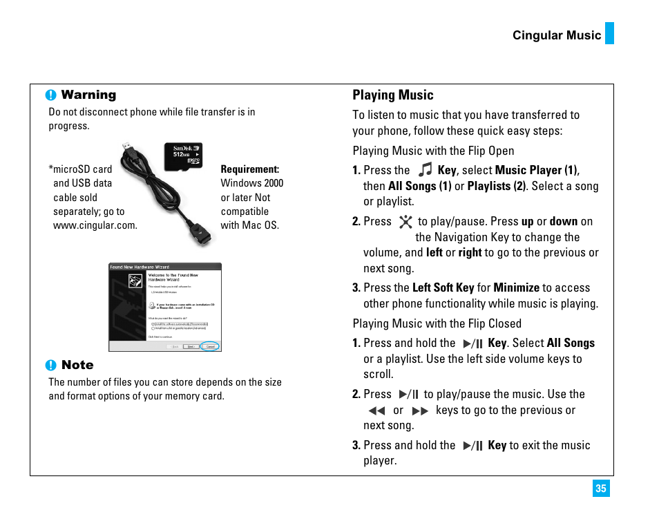 LG CU500 User Manual | Page 37 / 218