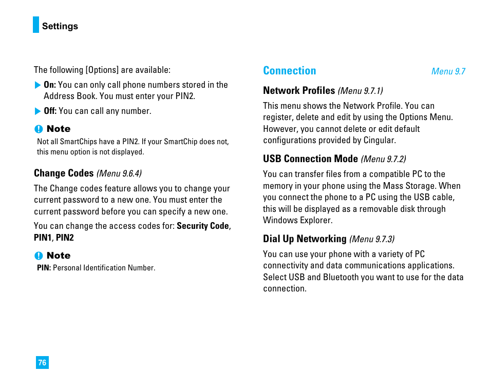 Connection | LG CU500 User Manual | Page 78 / 218