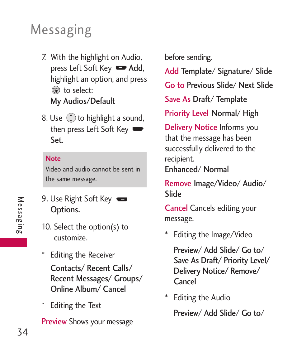 Messaging | LG 260 User Manual | Page 36 / 240