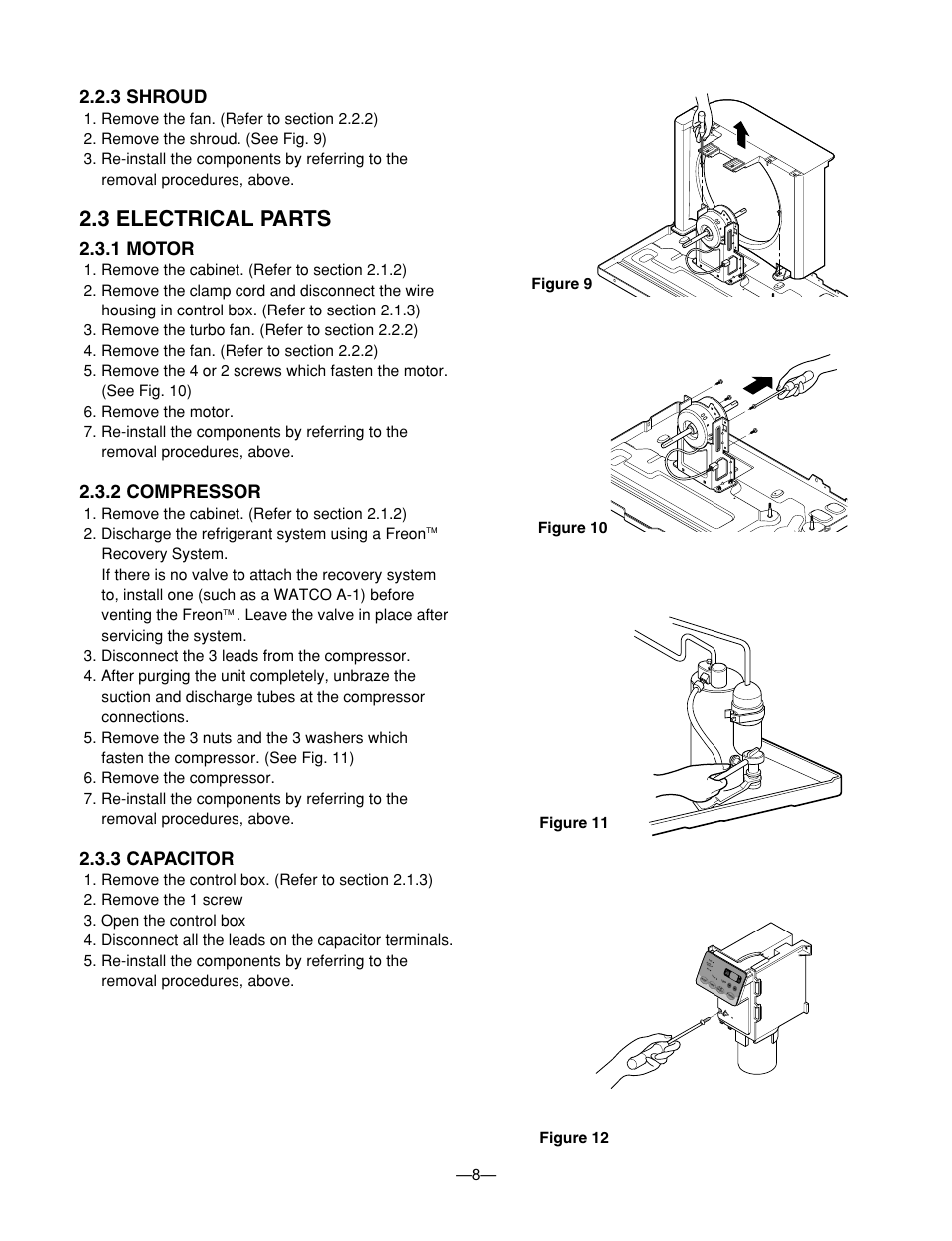 3 electrical parts, 3 shroud, 1 motor | 2 compressor, 3 capacitor | LG BG-81A User Manual | Page 8 / 39
