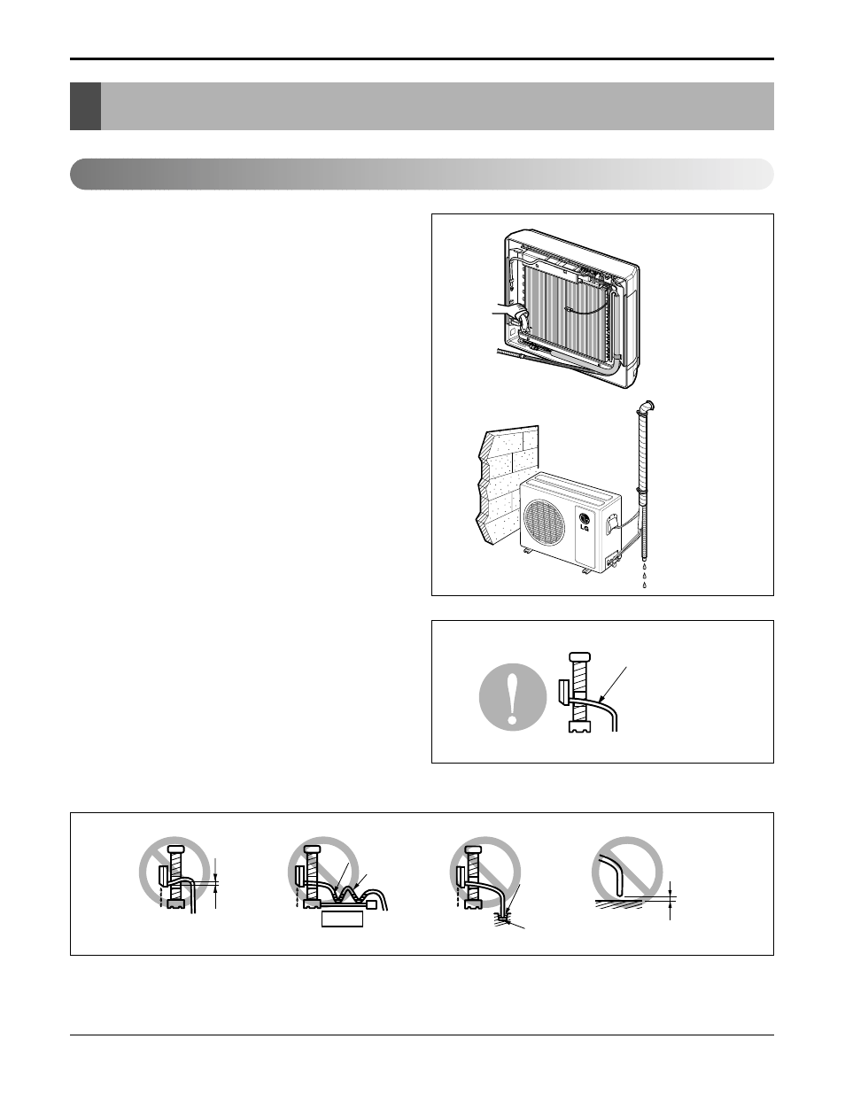 Checking the drainage and forming the pipings, Checking the drainage | LG LA120CPI User Manual | Page 27 / 76