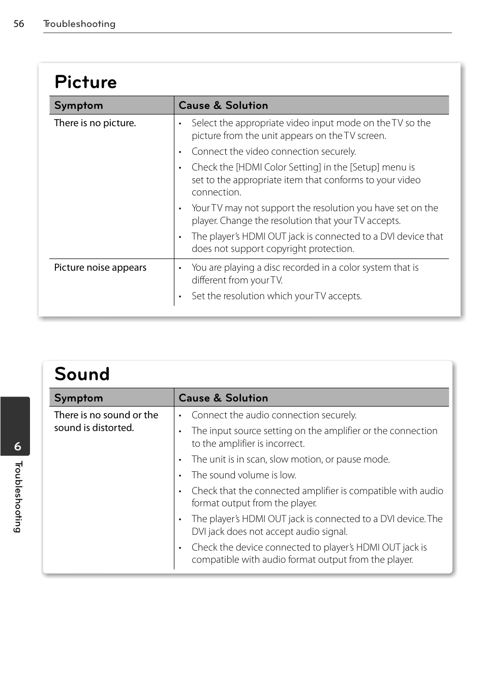 Picture, Sound | LG BD678N User Manual | Page 56 / 72
