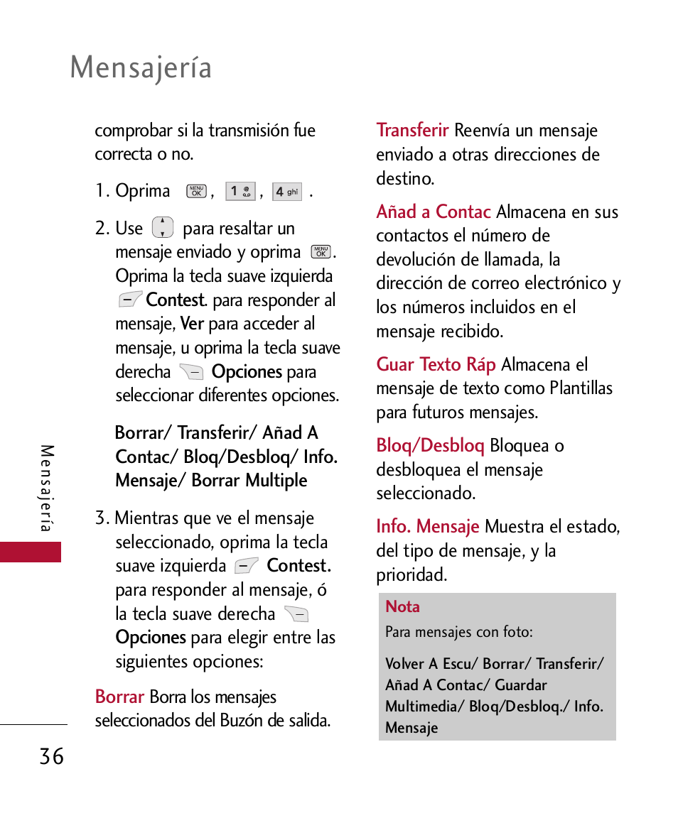 Mensajería | LG 300 User Manual | Page 146 / 226