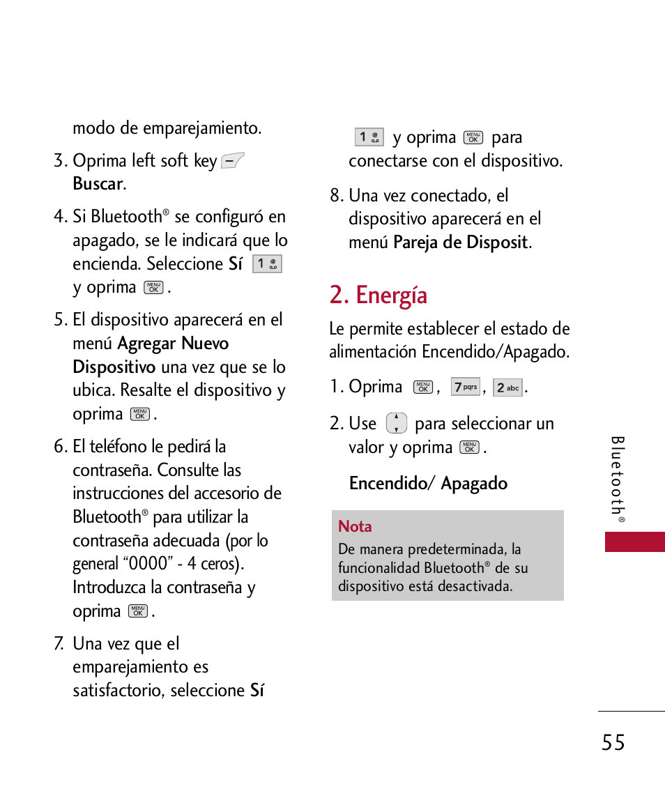 Energ, Mi visibilida, Energía | Mi visibilidad | LG 300 User Manual | Page 165 / 226