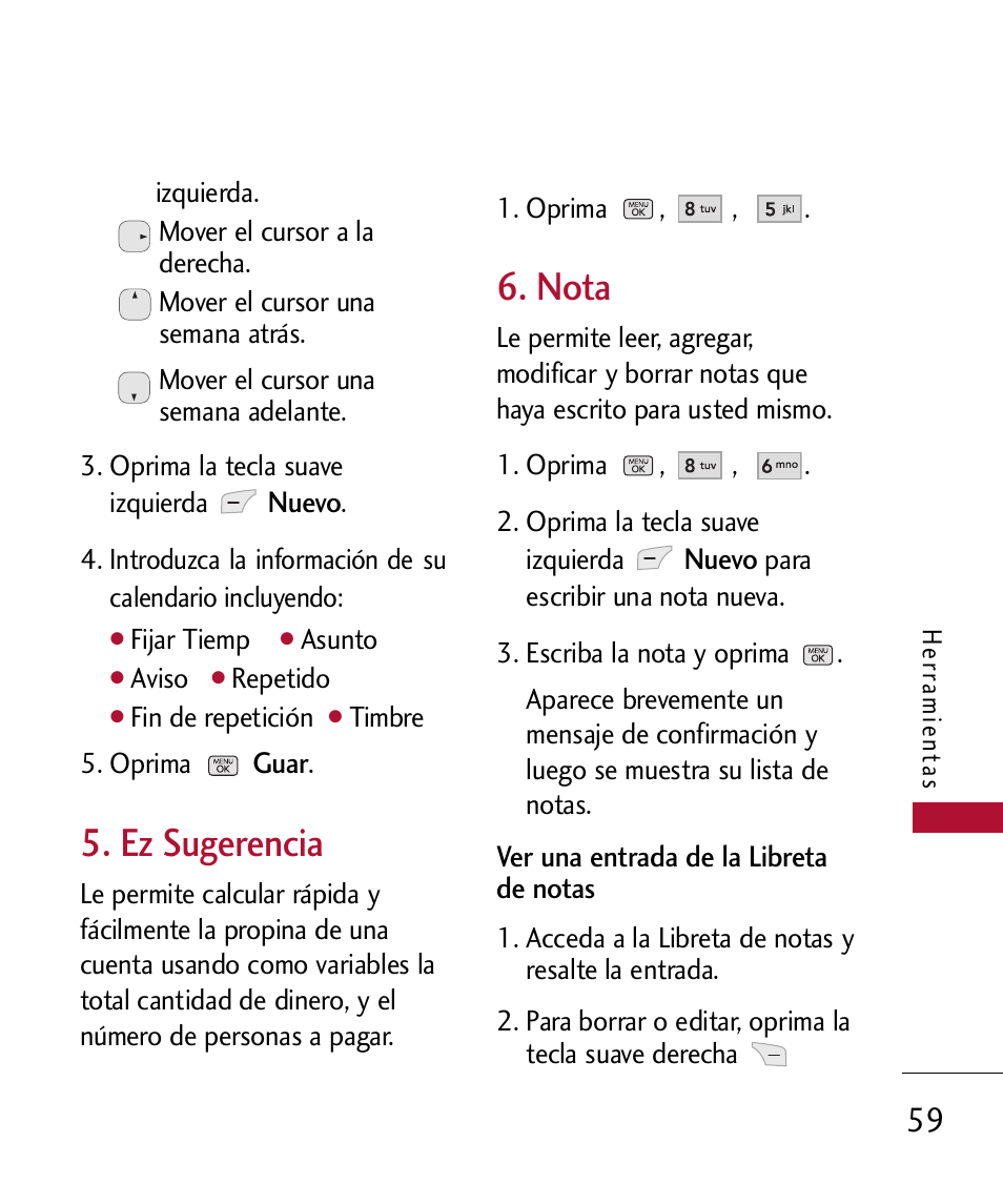 Ez sugerencia, Nota | LG 300 User Manual | Page 169 / 226