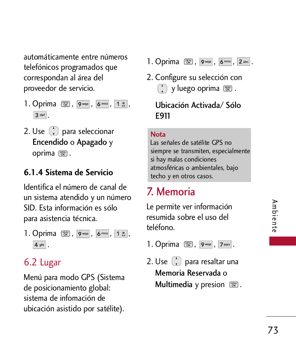 2 lugar, Memoria | LG 300 User Manual | Page 183 / 226