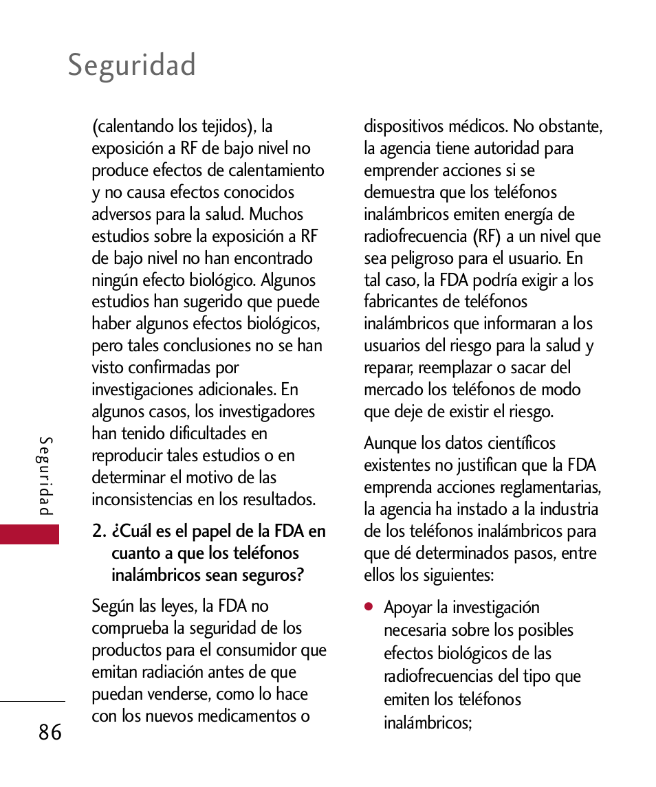 Seguridad | LG 300 User Manual | Page 196 / 226