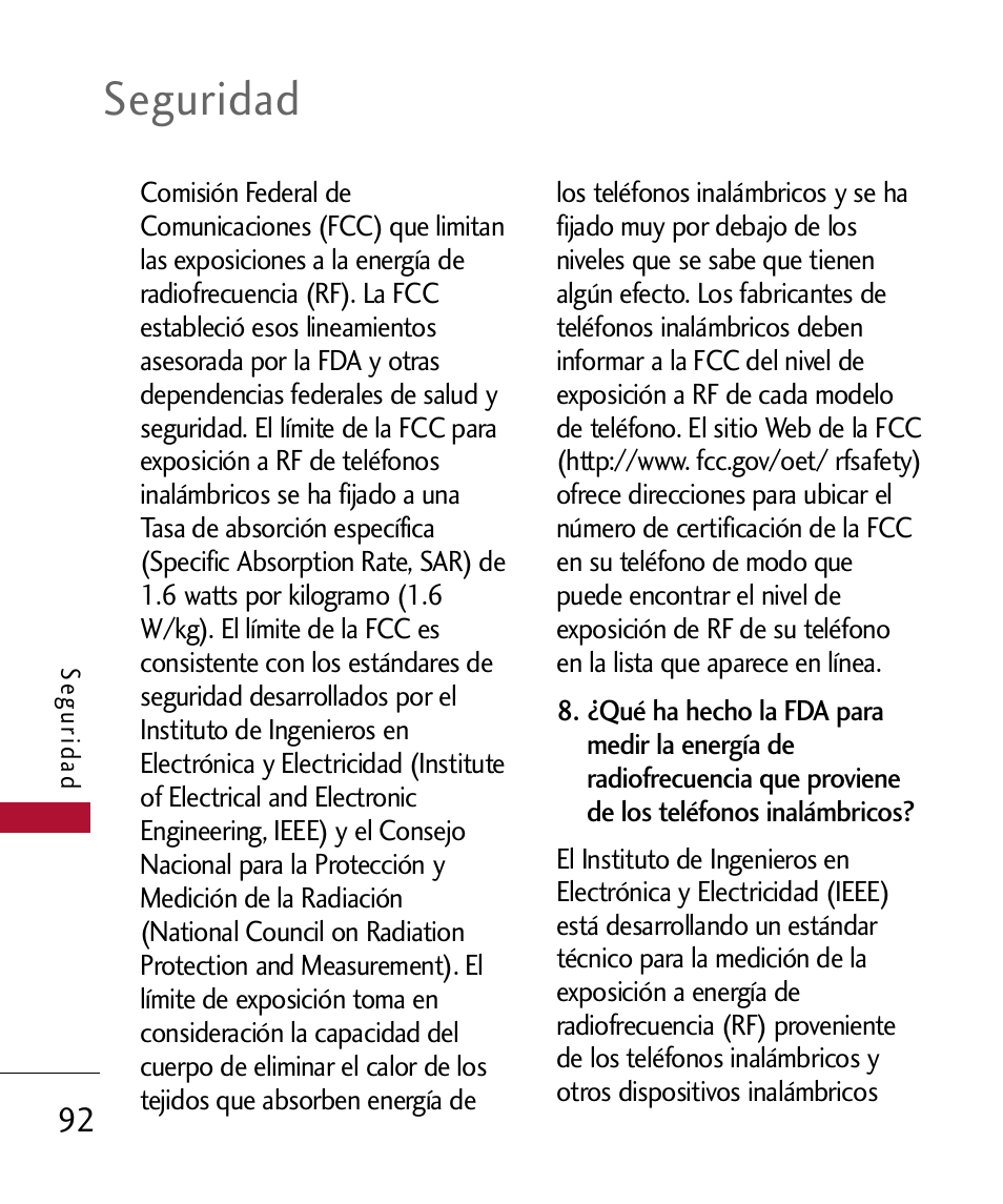Seguridad | LG 300 User Manual | Page 202 / 226