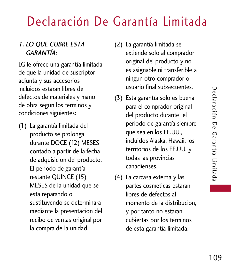 Declaraci? de garant? limi, Declaración de garantía limitada | LG 300 User Manual | Page 219 / 226