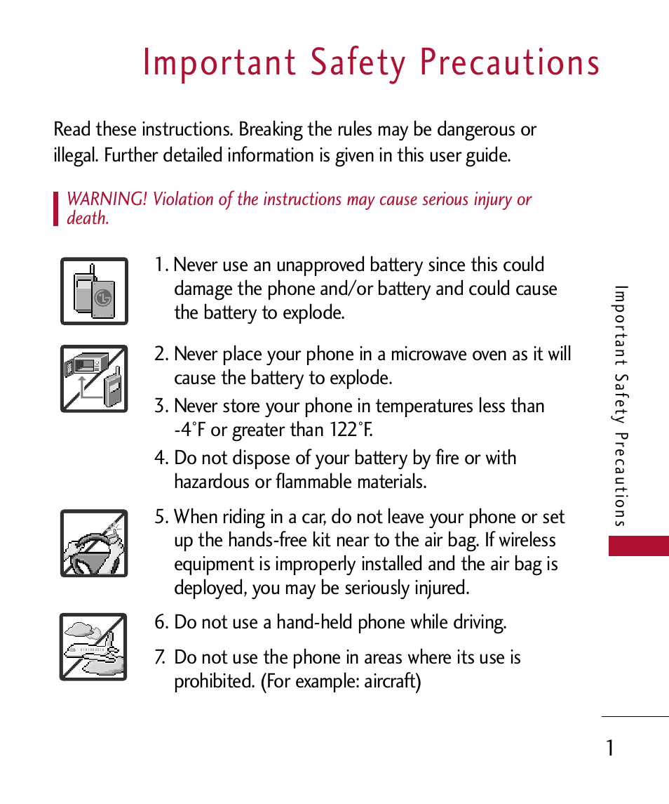 Important safety precautions | LG 300 User Manual | Page 3 / 226