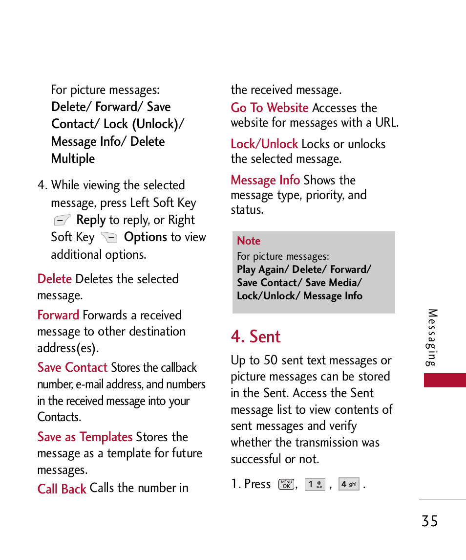 Sent | LG 300 User Manual | Page 37 / 226