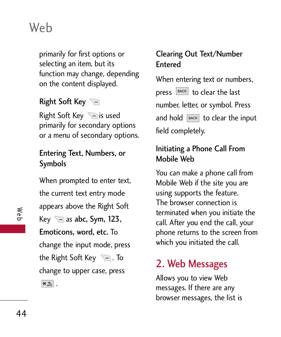Web messages | LG 300 User Manual | Page 46 / 226