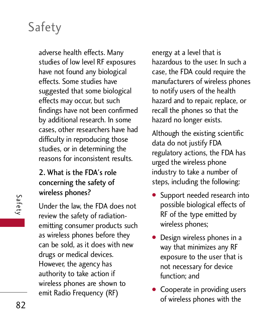 Safety | LG 300 User Manual | Page 84 / 226