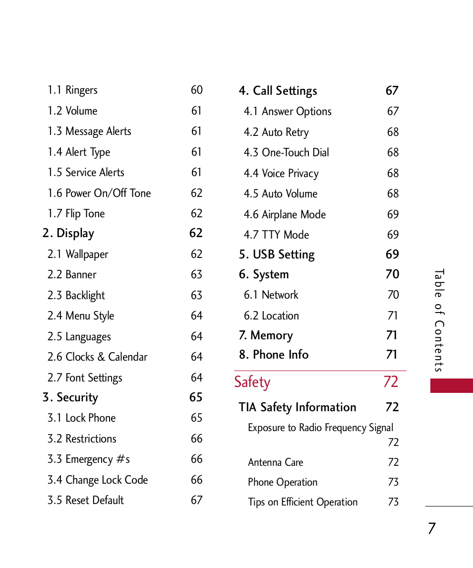 Safety 72 | LG 300 User Manual | Page 9 / 226