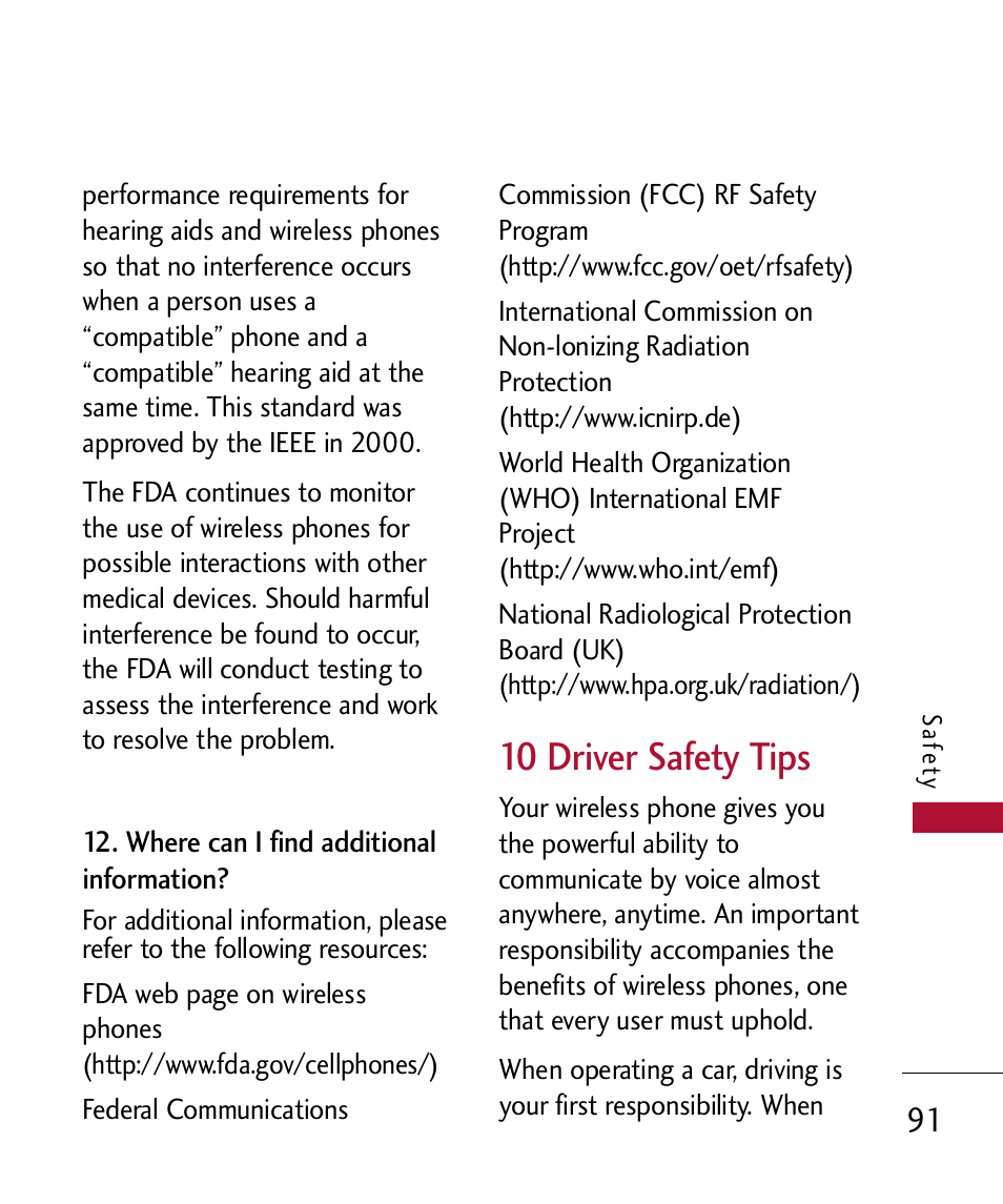 10 driver safety tips | LG 300 User Manual | Page 93 / 226