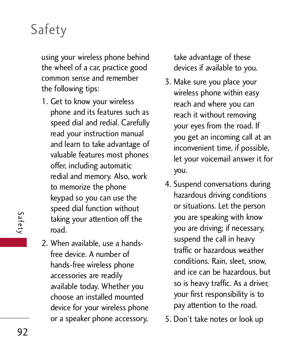 Safety | LG 300 User Manual | Page 94 / 226