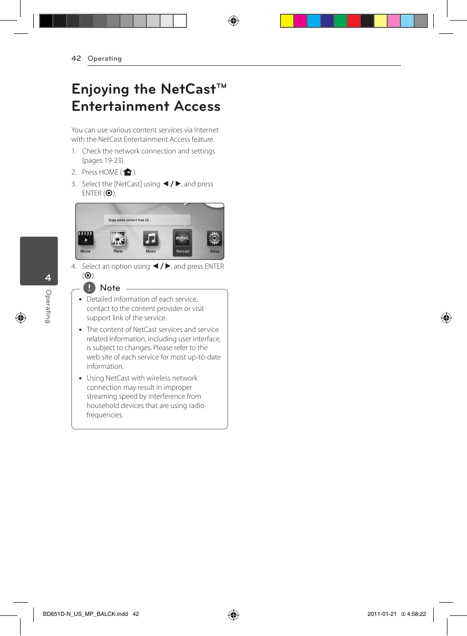 Enjoying the netcast™ entertainment access | LG NETWORK BLU-RAY DISC BD640 User Manual | Page 42 / 60