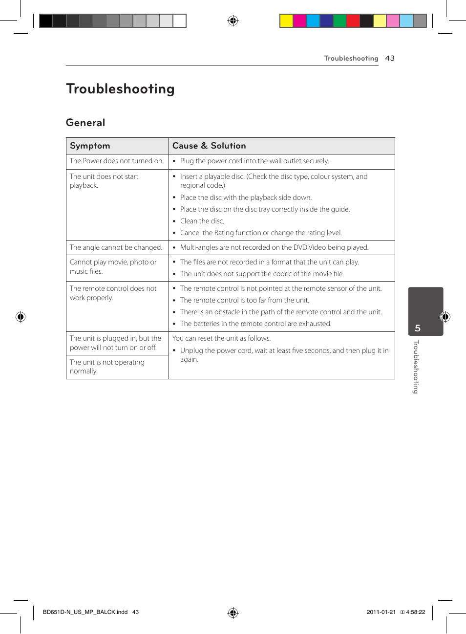 Troubleshooting, General | LG NETWORK BLU-RAY DISC BD640 User Manual | Page 43 / 60