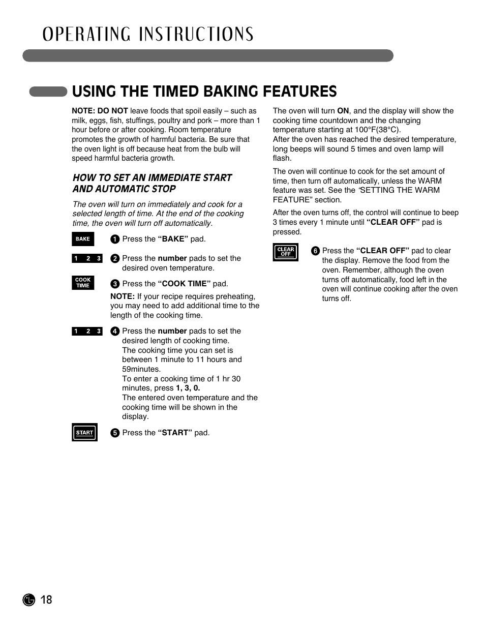 Using the timed baking features | LG Gas Range LRG3093ST User Manual | Page 18 / 38