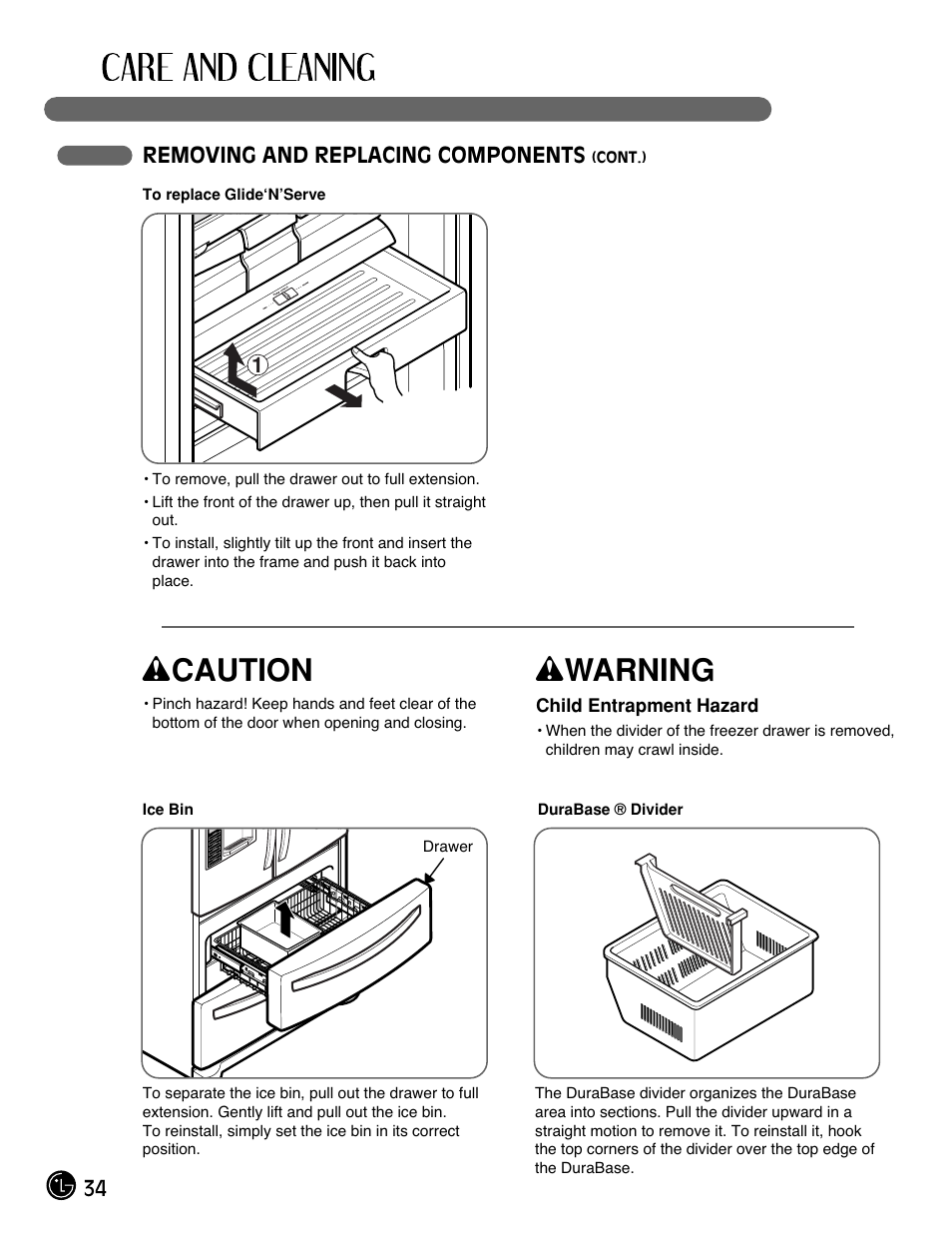 Wcaution, Wwarning | LG LMX25981** User Manual | Page 34 / 132
