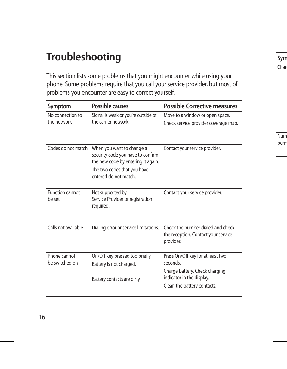 Troubleshooting | LG 500G User Manual | Page 18 / 98