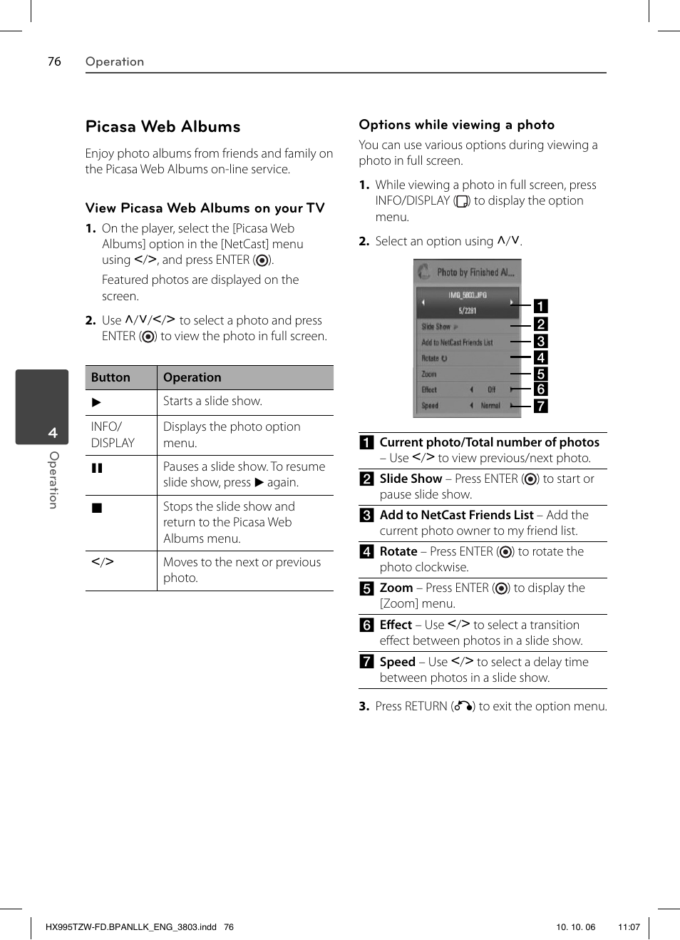 Picasa web albums | LG HX995TZW User Manual | Page 76 / 98