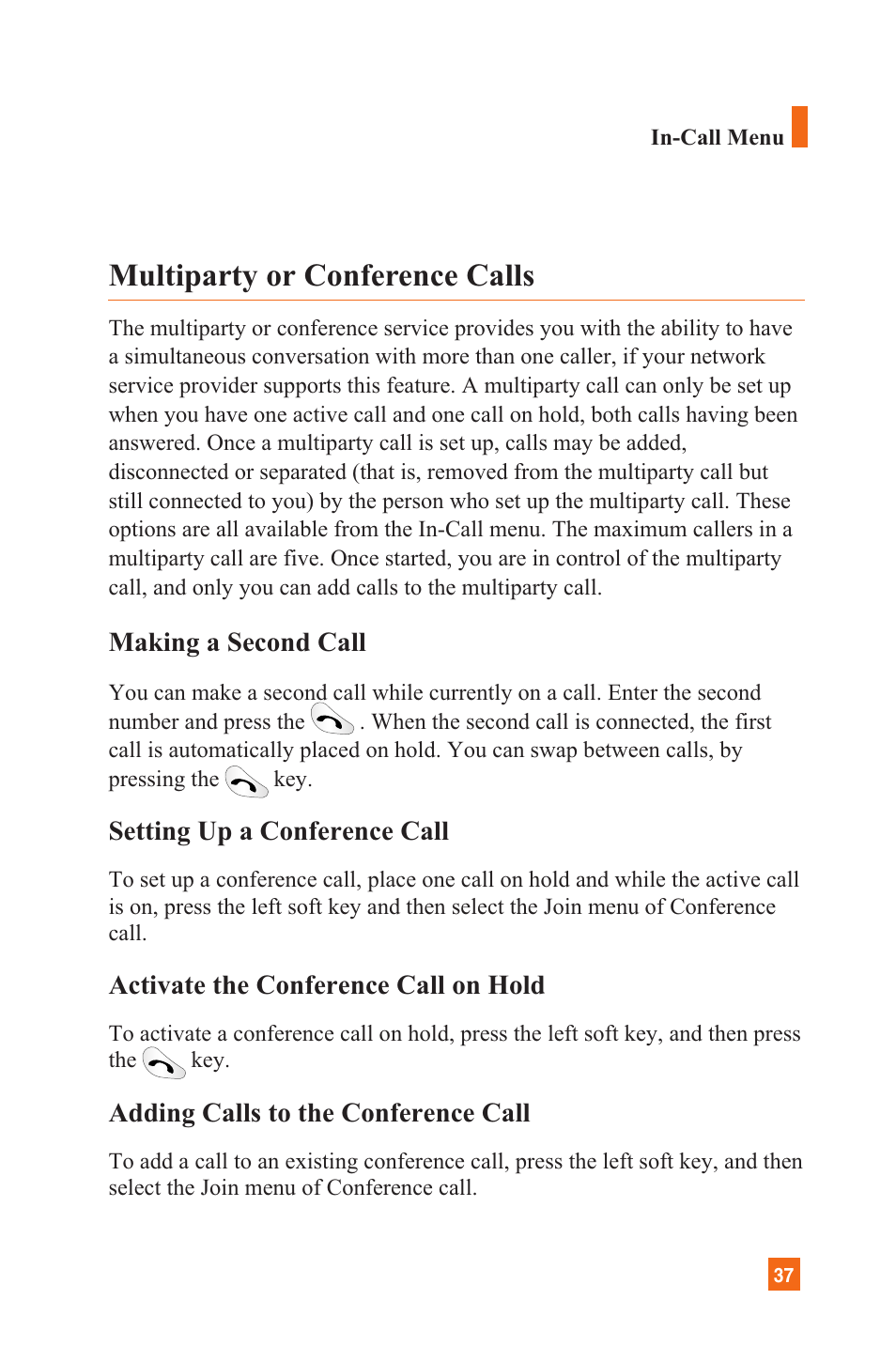 Multiparty or conference calls | LG C1300 User Manual | Page 40 / 134