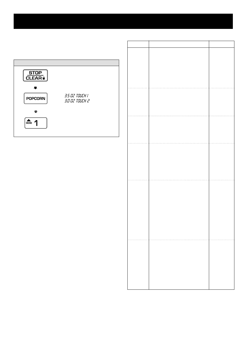 Using your microwave oven, Auto touch table auto touch | LG LRM1230B User Manual | Page 14 / 28