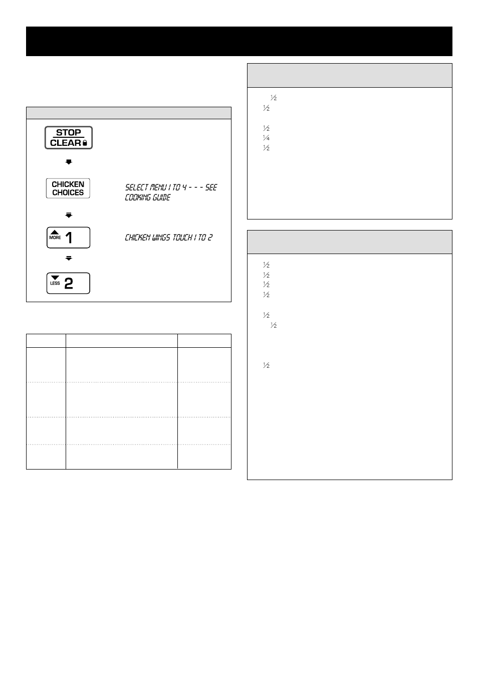 Using your microwave oven, Chicken choices, Chicken choices table | LG LRM1230B User Manual | Page 17 / 28