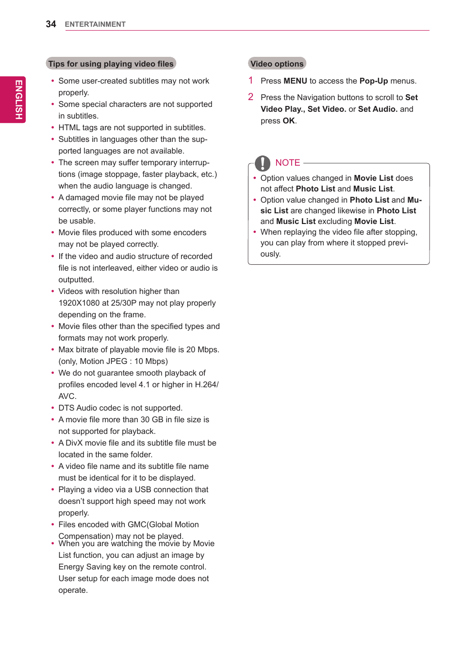 LG 47WV30-BAAM User Manual | Page 34 / 80