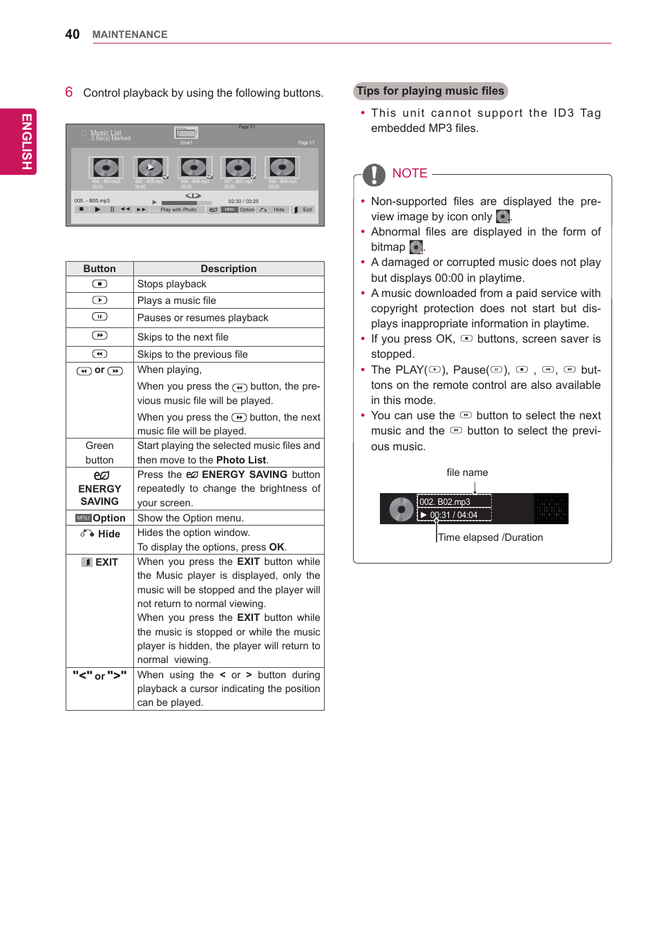 English | LG 47WV30-BAAM User Manual | Page 40 / 80