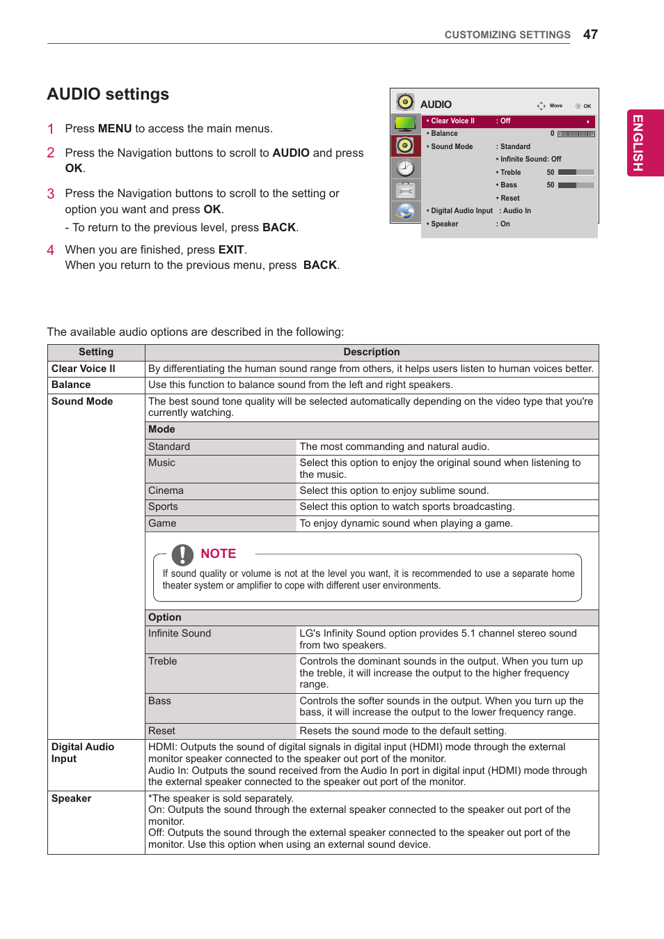 Audio settings, See p.47), English | LG 47WV30-BAAM User Manual | Page 47 / 80