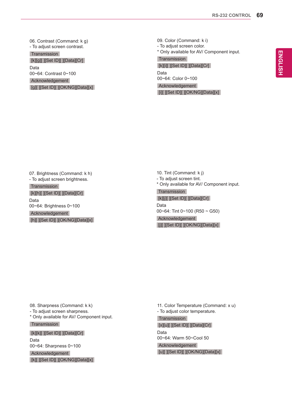 English | LG 47WV30-BAAM User Manual | Page 69 / 80