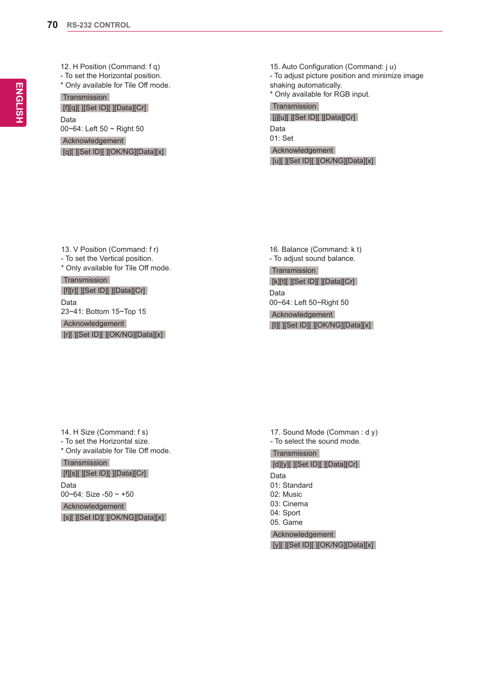 English | LG 47WV30-BAAM User Manual | Page 70 / 80