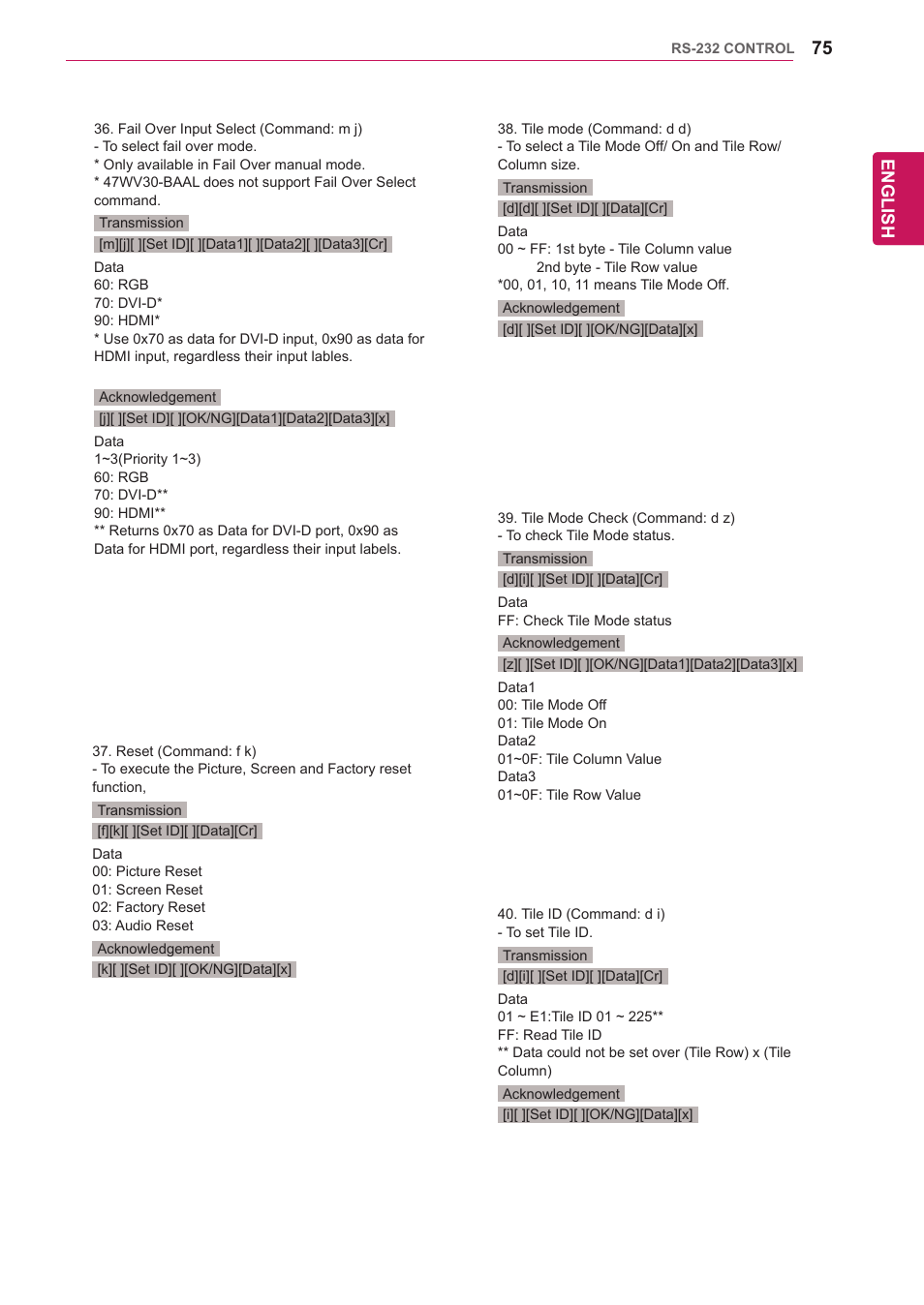 English | LG 47WV30-BAAM User Manual | Page 75 / 80
