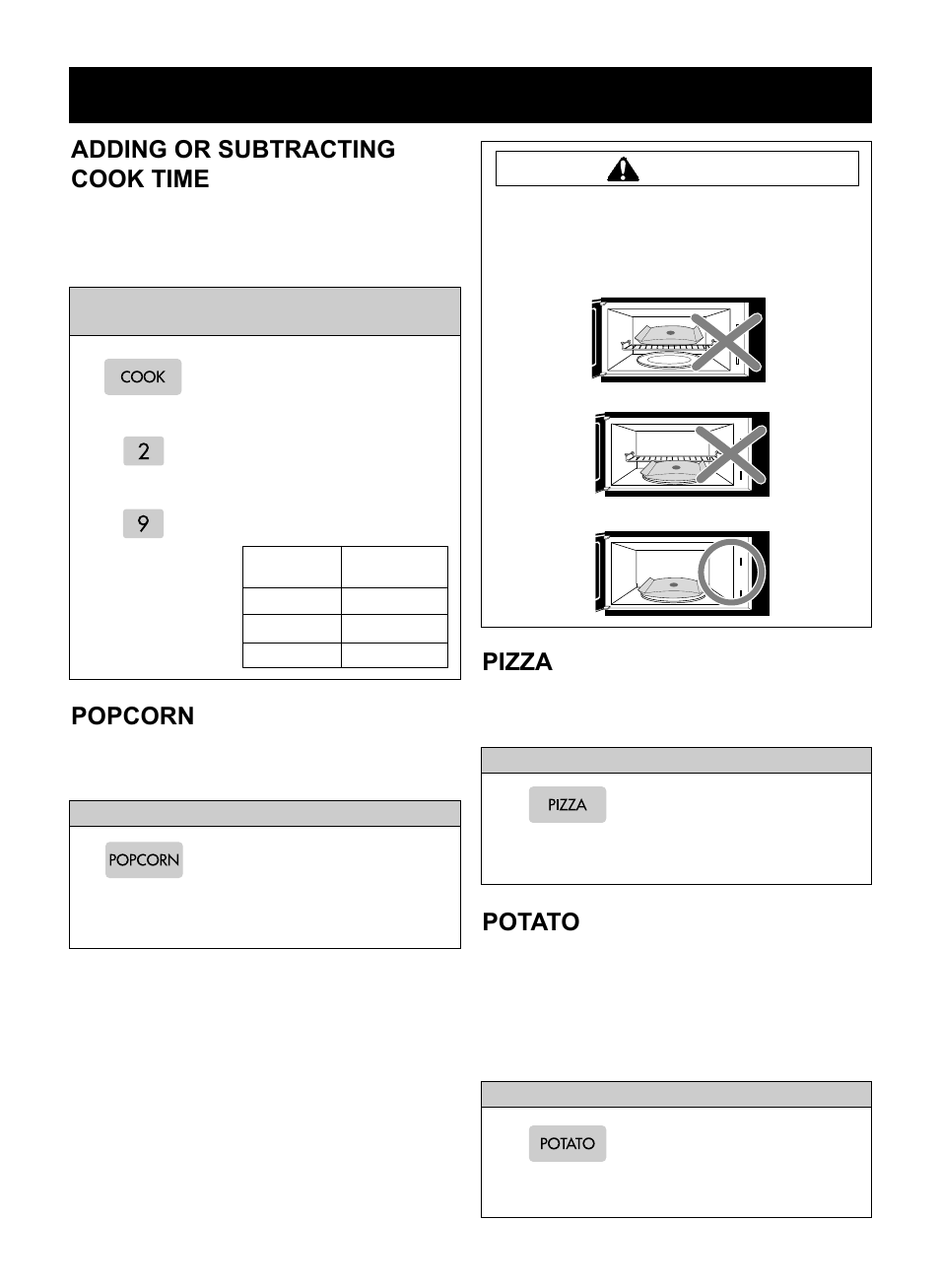 Operation, Adding or subtracting cook time, Popcorn | Pizza, Potato, Caution | LG LMV1976ST User Manual | Page 16 / 32