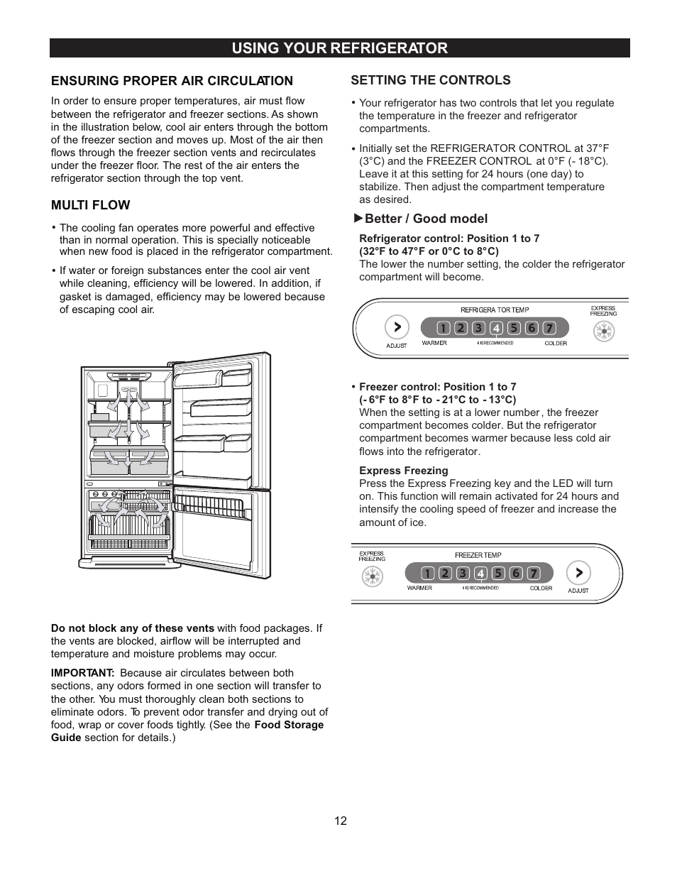 Using your refrigerator | LG LRBN2271 User Manual | Page 12 / 26