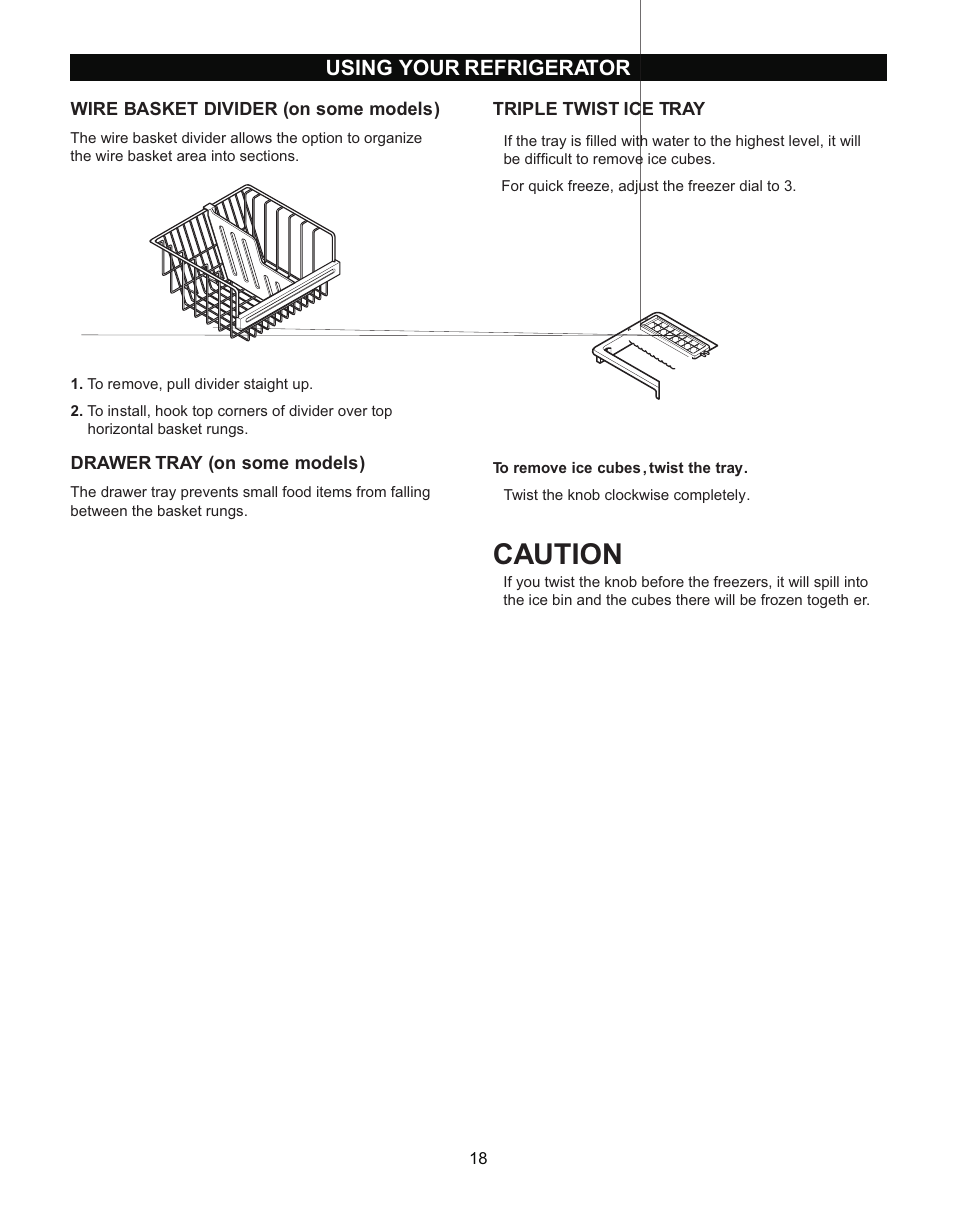 Caution, Using your refrigerator | LG LRBN2271 User Manual | Page 18 / 26