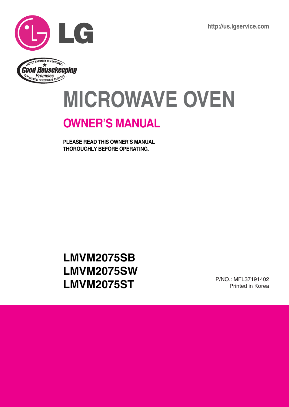 LG LMVM2075ST User Manual | 36 pages