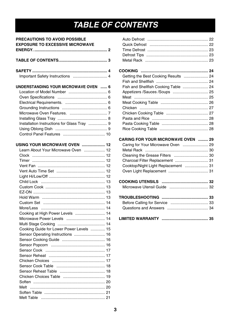 LG LMVM2075ST User Manual | Page 3 / 36