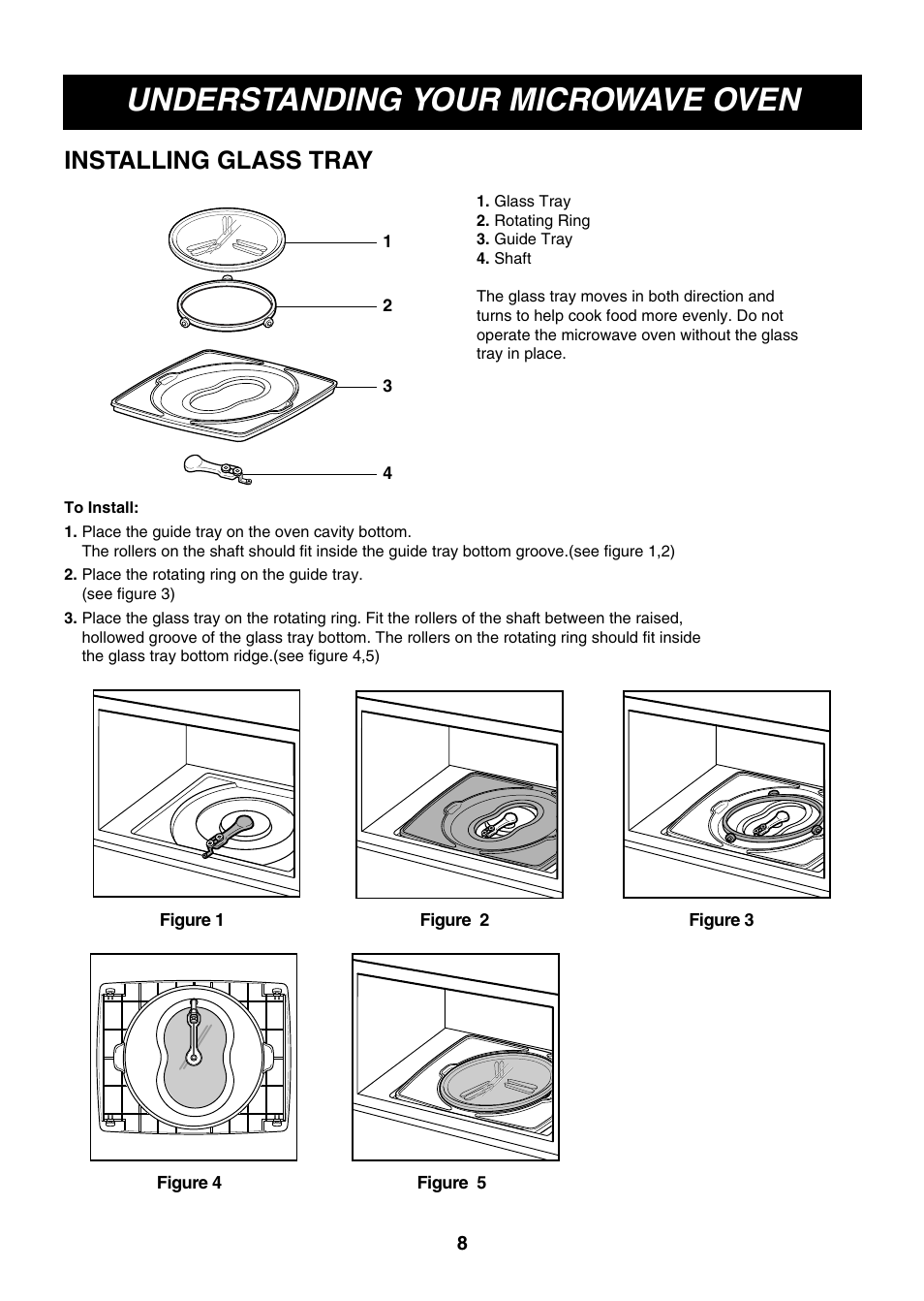 Understanding your microwave oven, Installing glass tray | LG LMVM2075ST User Manual | Page 8 / 36