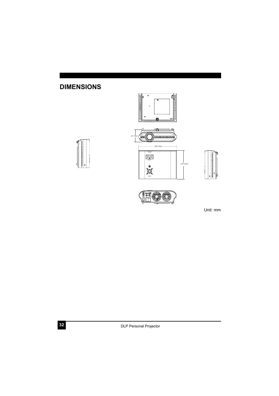 Dimensions | LG RDJT52 1024X768 XGA User Manual | Page 36 / 36