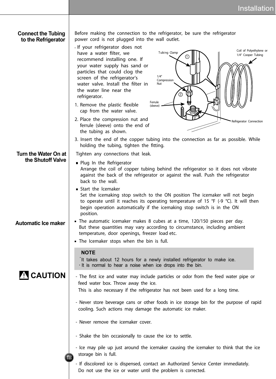 Operation instruction guide, Caution, Installation | LG LSC27926TT User Manual | Page 11 / 30