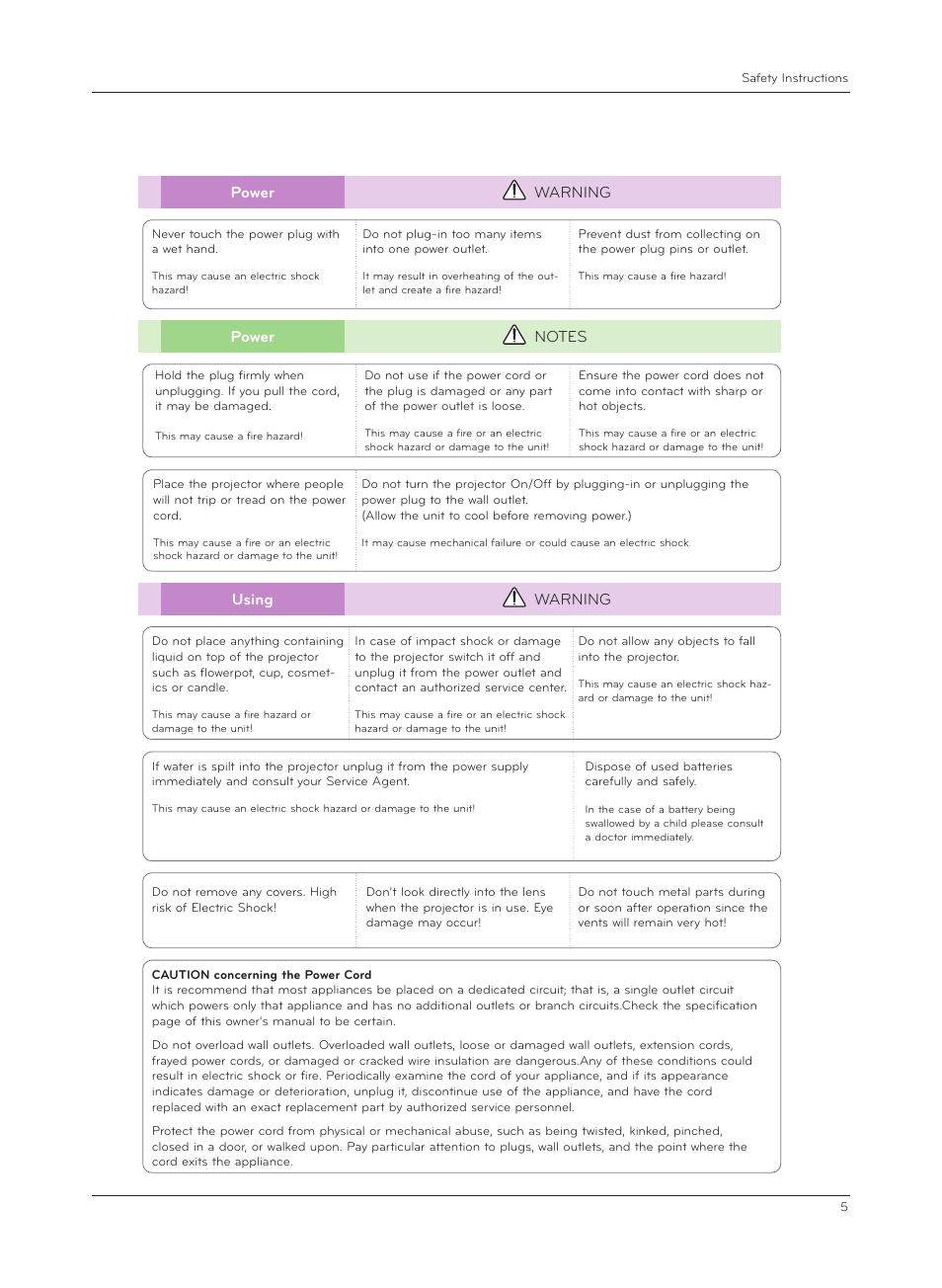 LG HX301G User Manual | Page 5 / 44